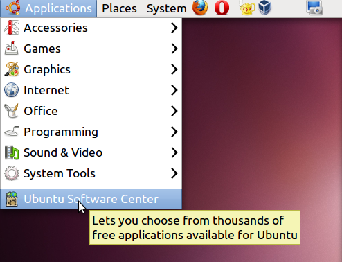 Ubuntu 10.10 Отваряне Софтуерен Център